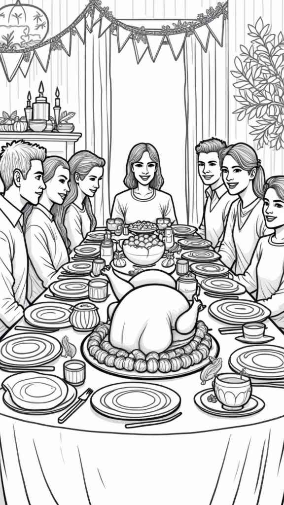 thanksgiving dinner coloring page